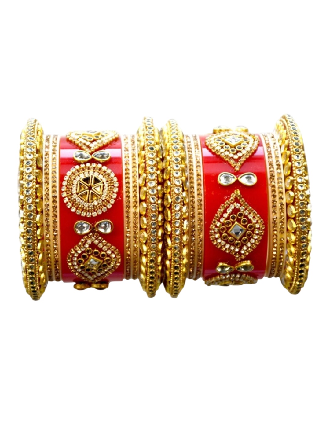 

Align Set Of 2 Gold-Plated American Diamond Stone Studded Chuda Bangles