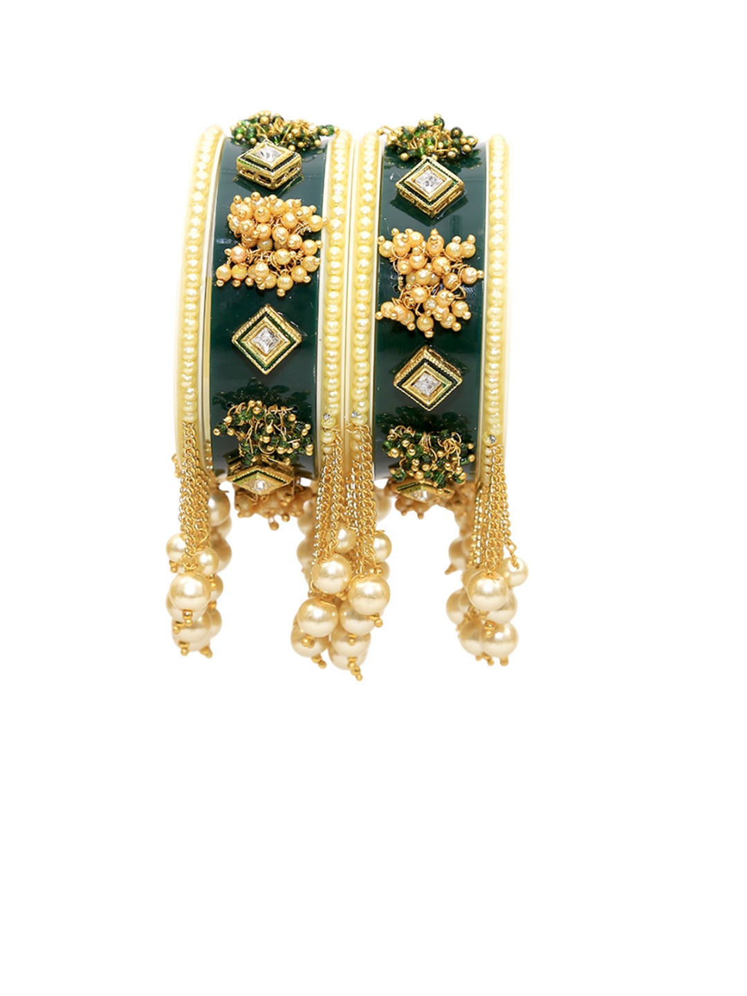 

Align Set Of 2 Gold-Plated Stone-Studded & Beaded Bangles