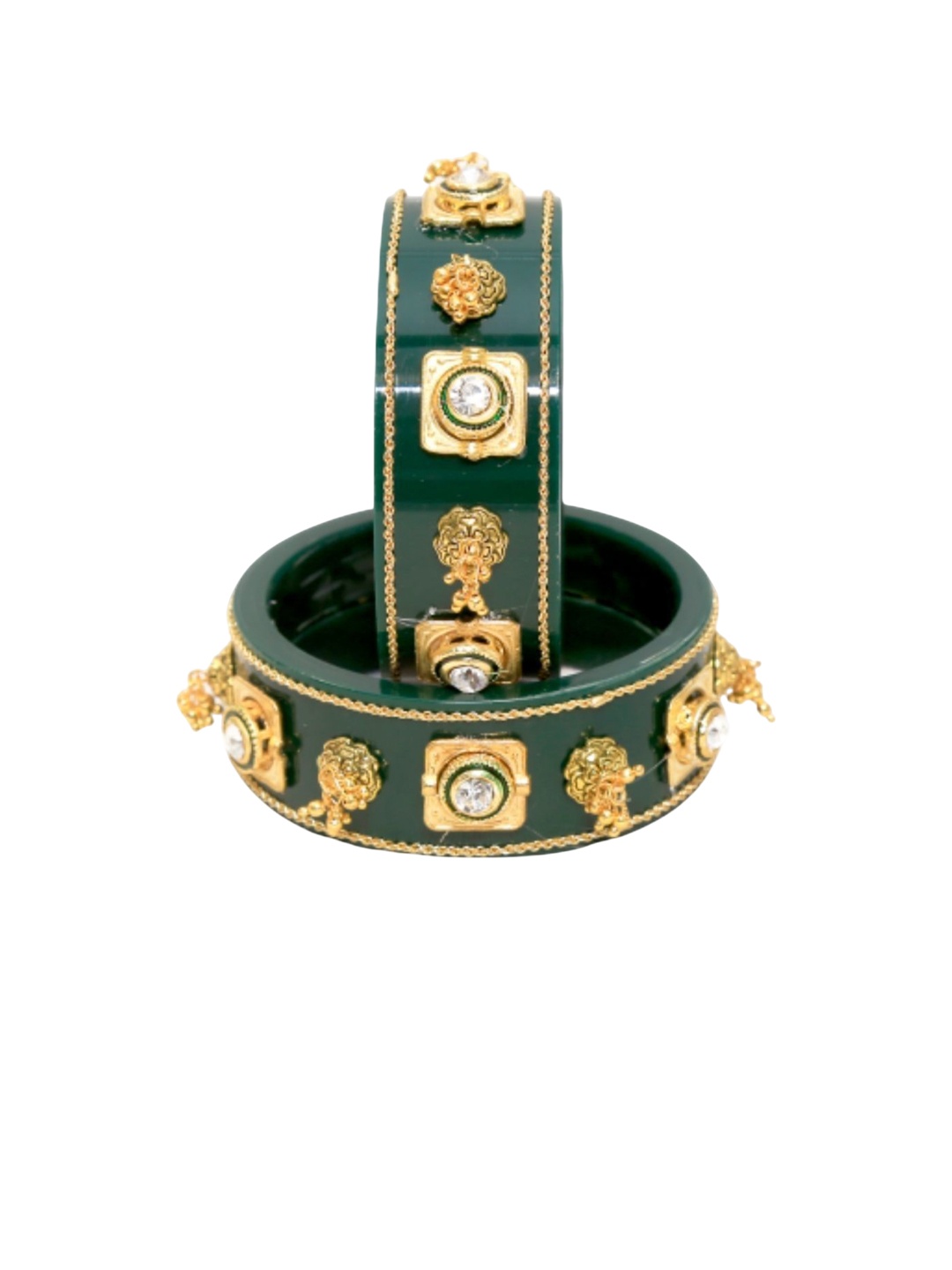 

Align Set Of 2 Gold Plated Stone Studded Bangles