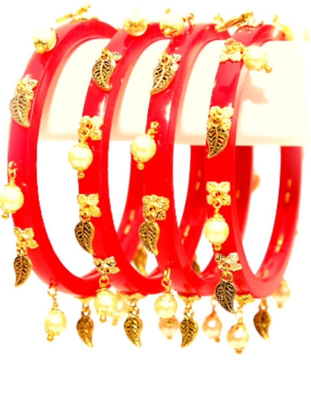 

Align Pack Of 4 Gold Plated Pearls Beaded Bangles