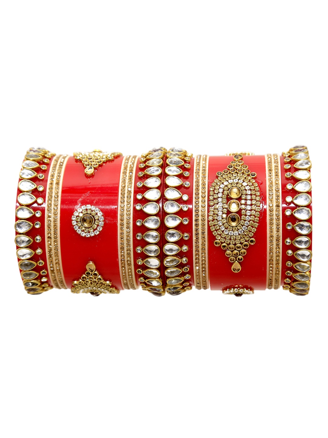 

Align Set Of 2 Gold Plated American Diamond Studded Chuda Bangles