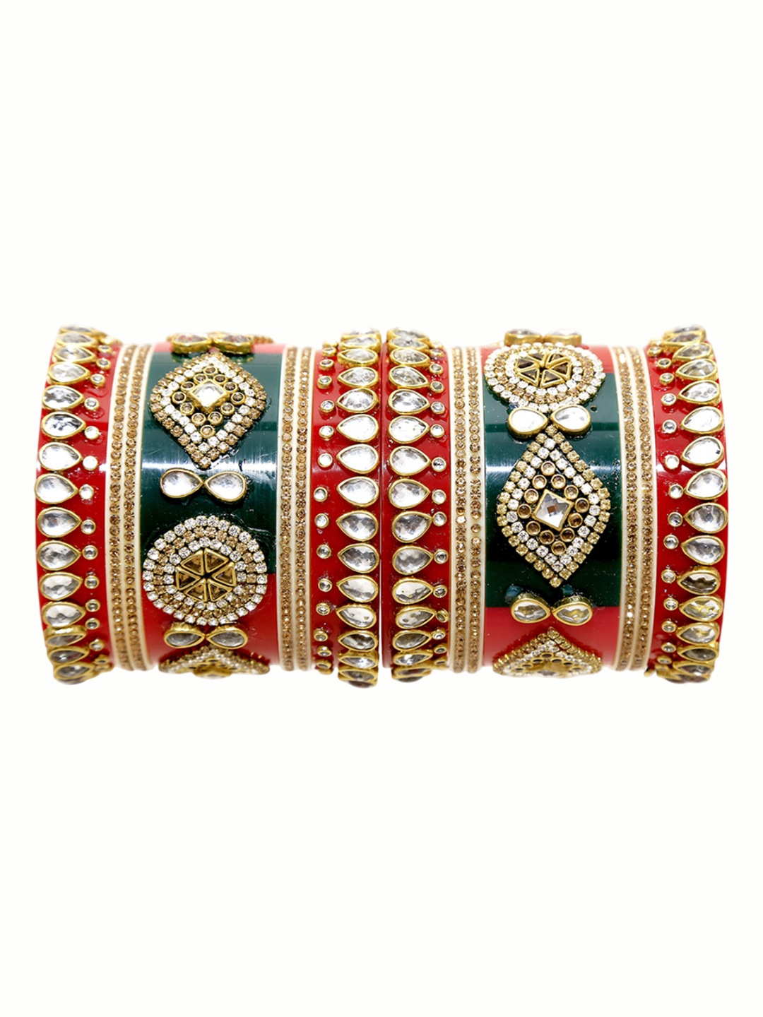 Align Set Of 2 Gold-Plated American Diamond Stone Studded Chuda Bangles