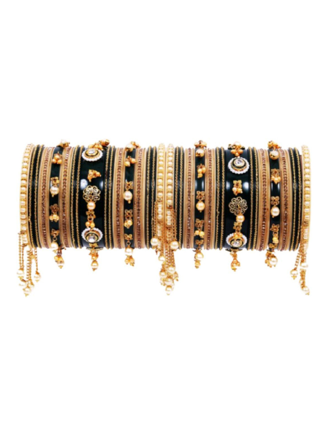 

Align Set Of 2 Gold-Plated Pearls Beaded Chuda Bangles