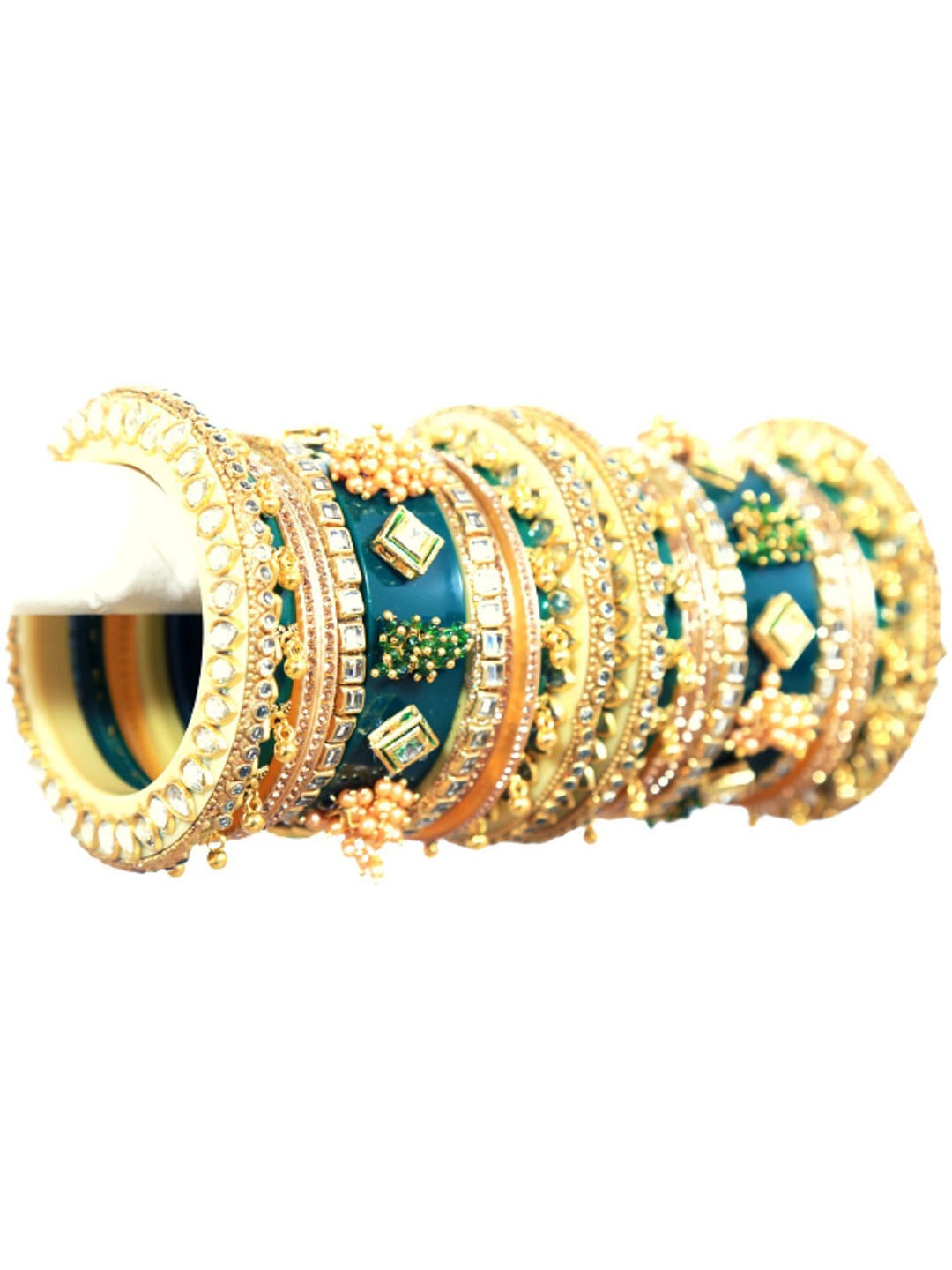 

Align Pack Of 2 Gold-Plated Pearls Studded & Beaded Chuda Bangles