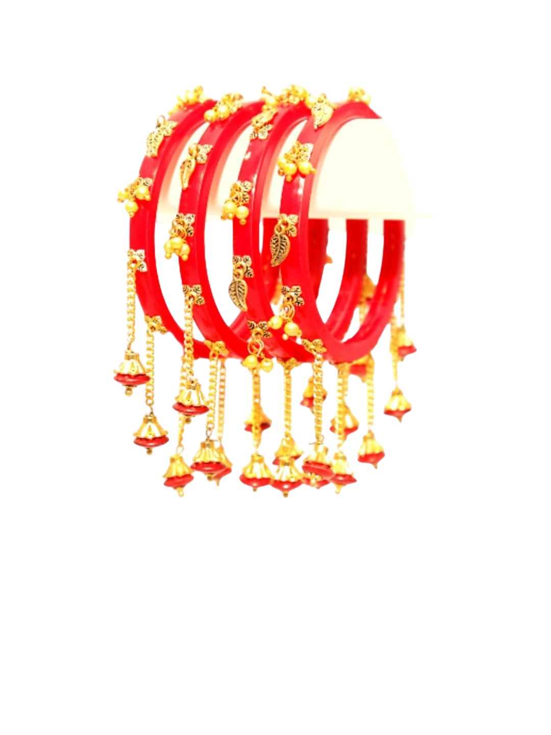 

Align Pack Of 4 Gold-Plated Pearls Beaded Chuda Bangles