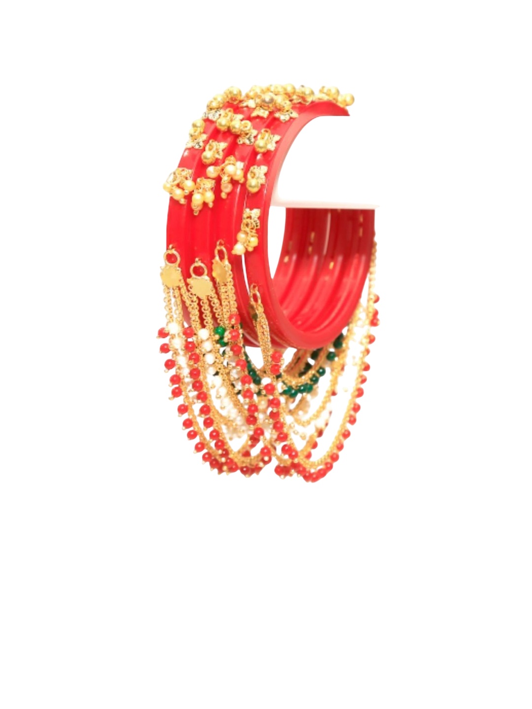 

Align Set Of 4 Gold Plated Pearls Chudas Bangles
