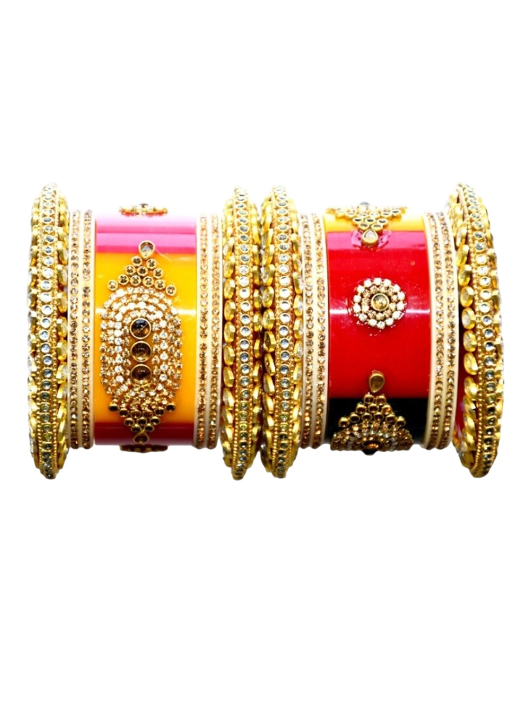 

Align Set Of 2 Gold-Plated Stones Studded & Beaded Chudas Bangles