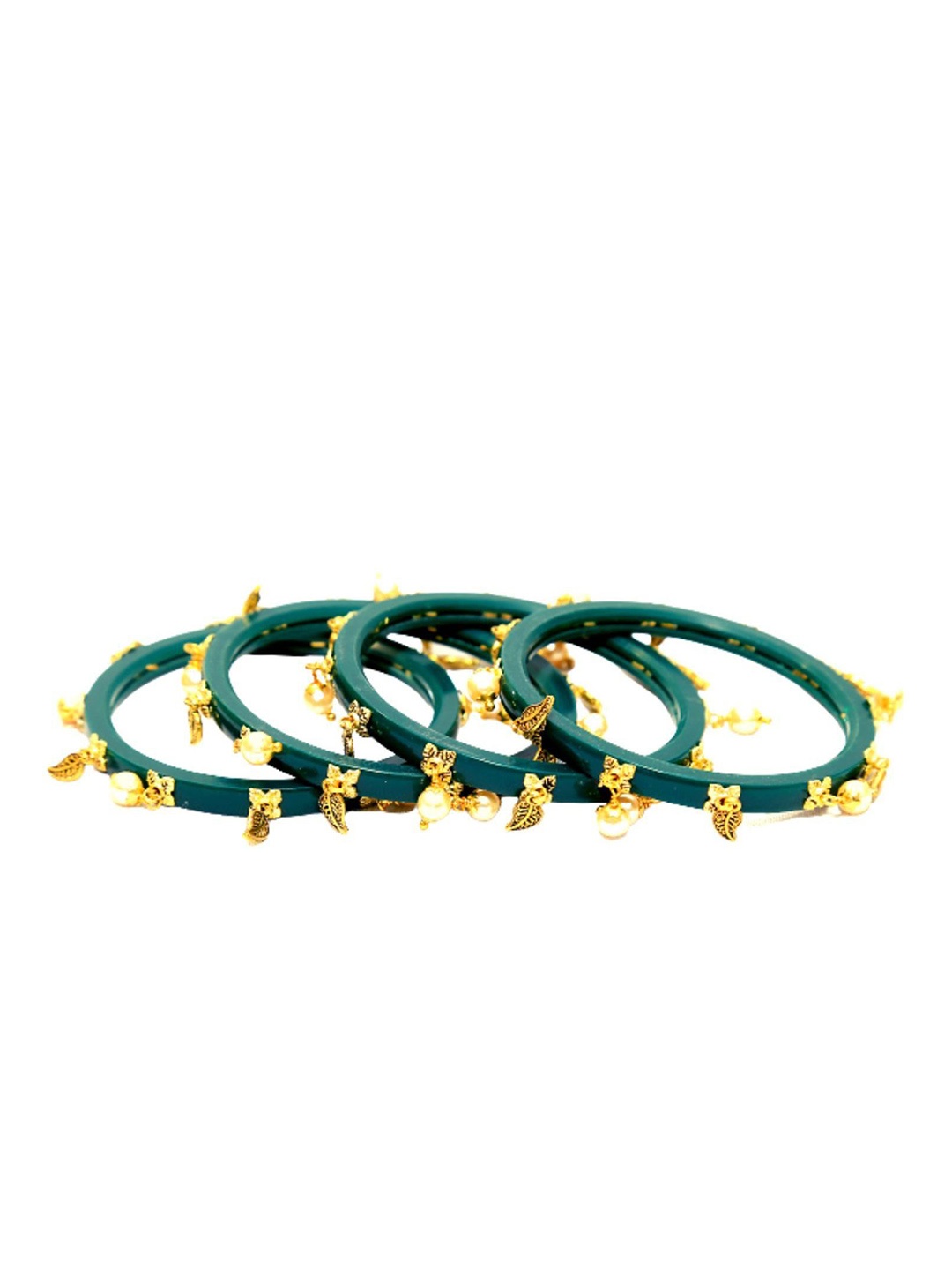

Align Pack Of 2 Gold-Plated Pearls Beaded Chudas Bangles