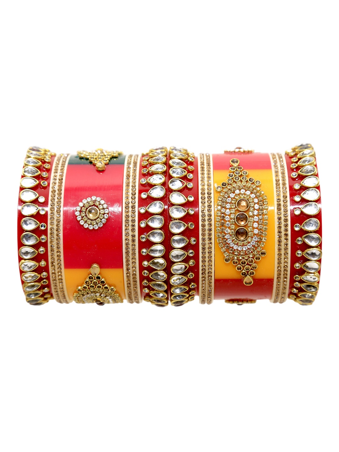 

Align Pack Of 2 Gold-Plated AD-Studded & Beaded Chuda Bangles