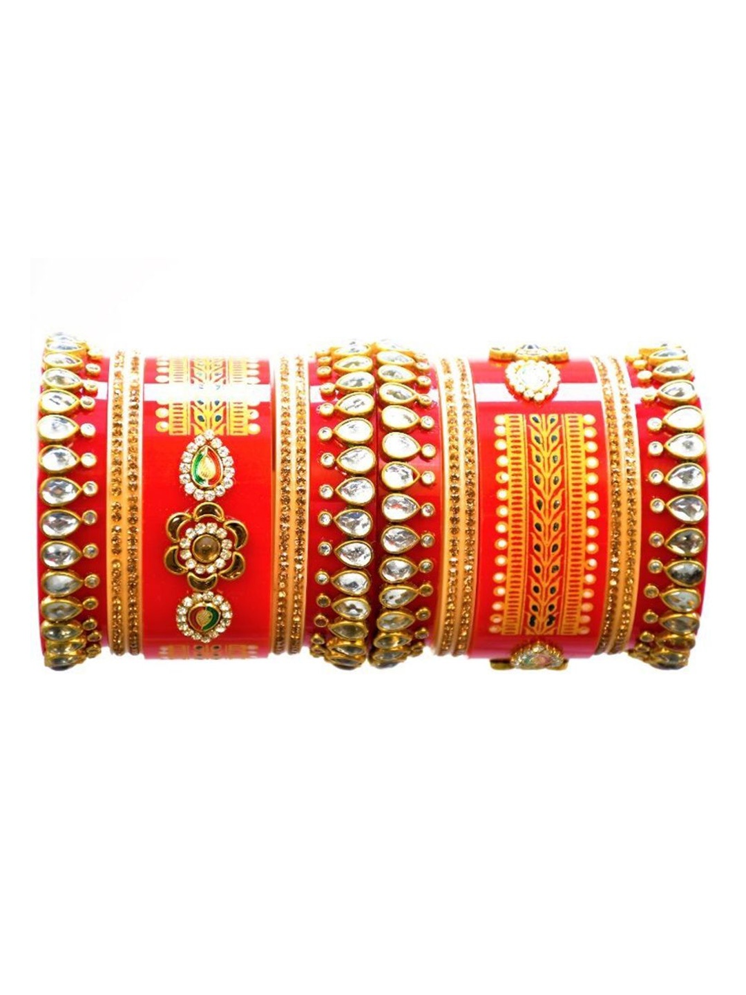 Align Set Of 2 Gold-Plated American Diamond Studded Chuda Bangles