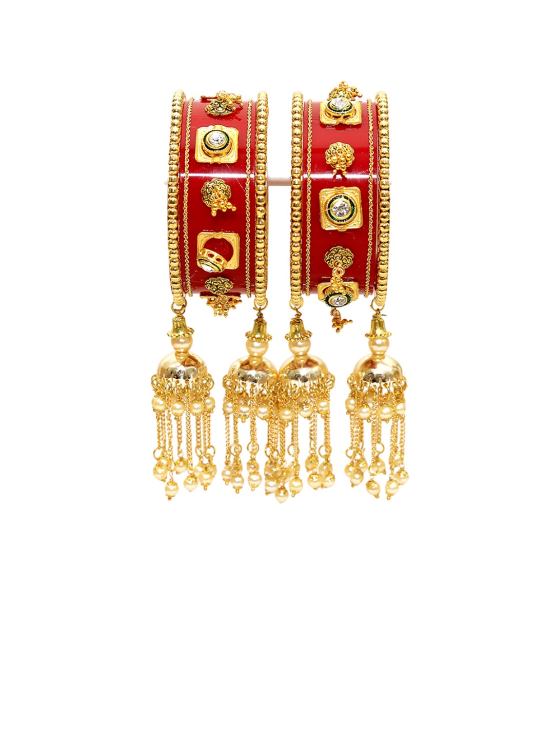 

Align Set Of 2 Gold Plated Stone Studded & Beaded Bangles