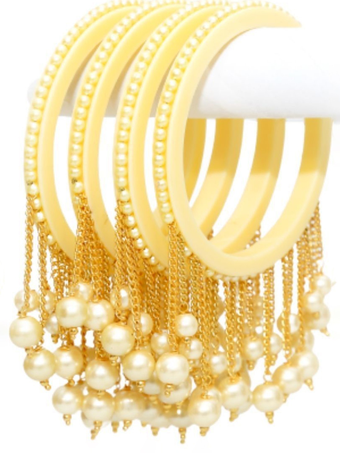 Align Set Of 4 Gold Plated Pearls Beaded Bangles