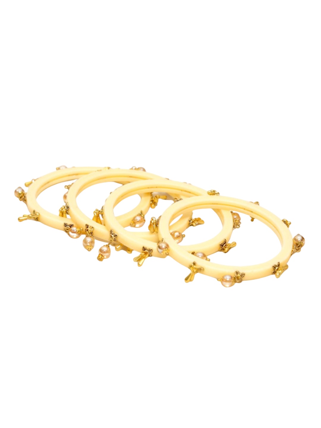 

Align Set Of 4 Gold-Plated Pearls Beaded Chuda Bangles