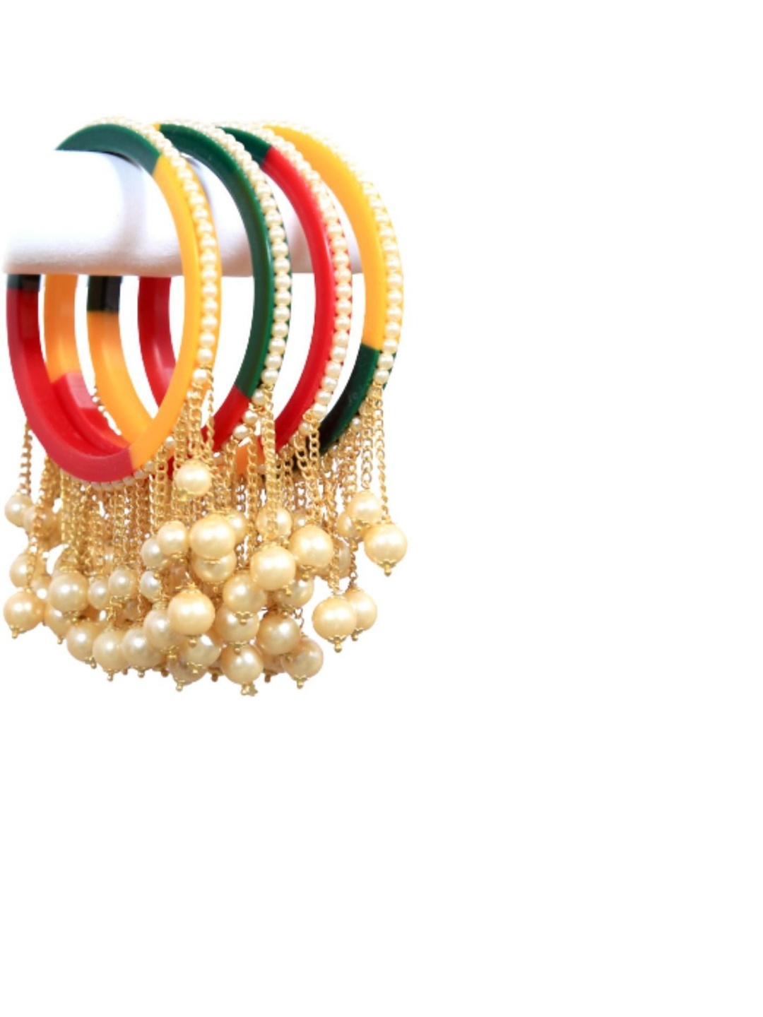 

Align Set Of 4 Gold Plated Pearls Beaded Bangles