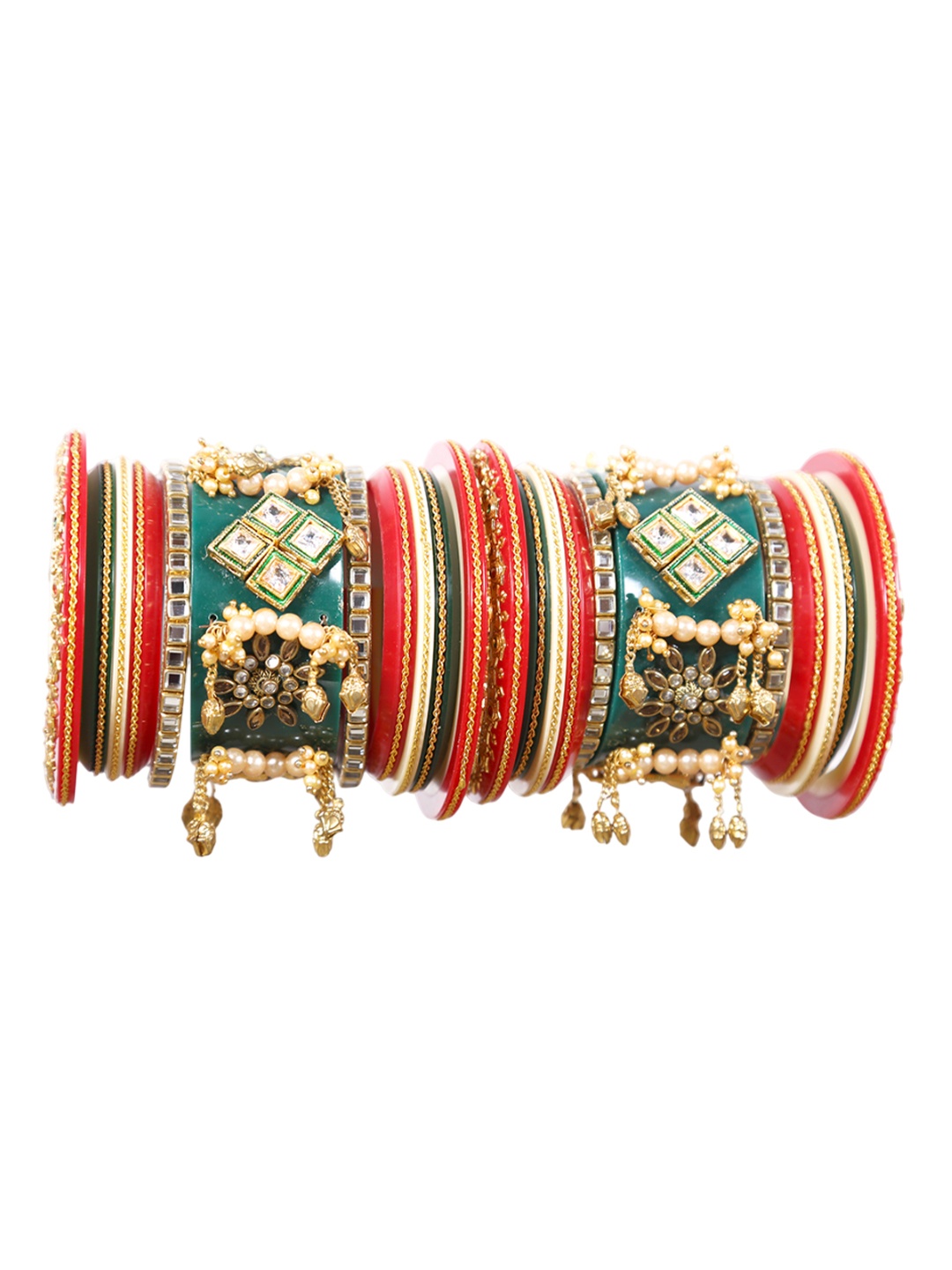 

Align Set Of 2 Gold-Plated Pearls Beaded Chuda Bangles