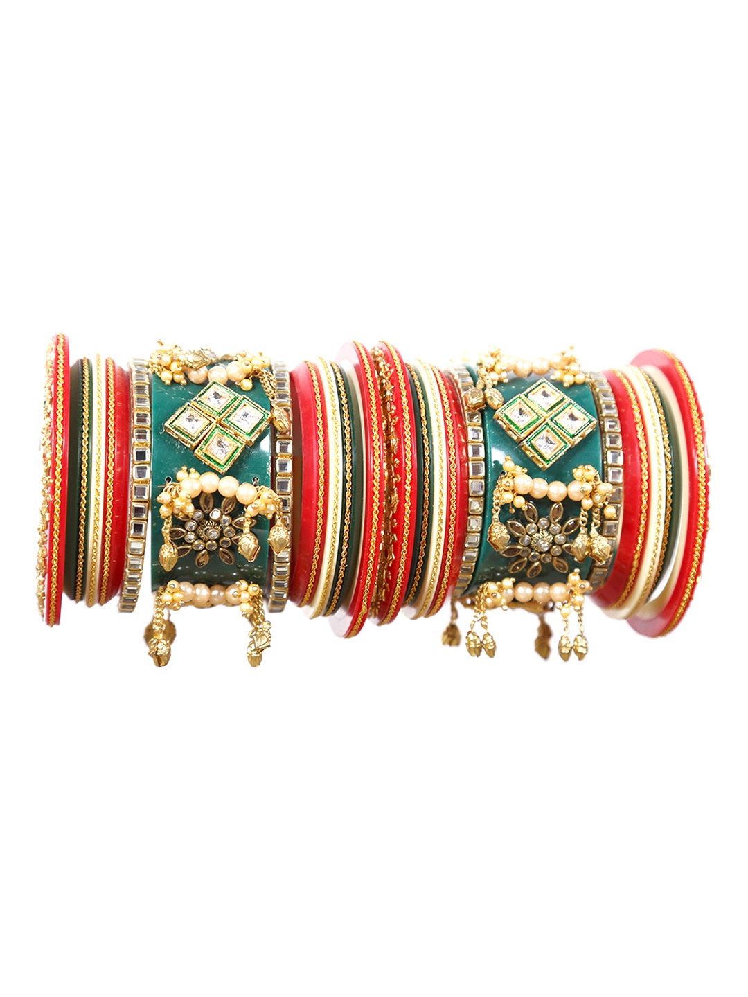 

Align Pack Of 2 Gold-Plated Pearls Beaded Chuda Bangles