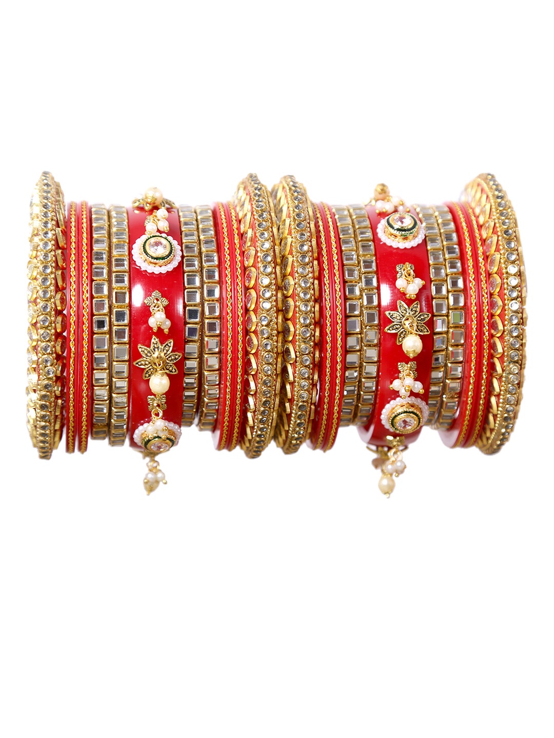 

Align Pack Of 2 Gold-Plated Pearls Beaded Chuda Bangles