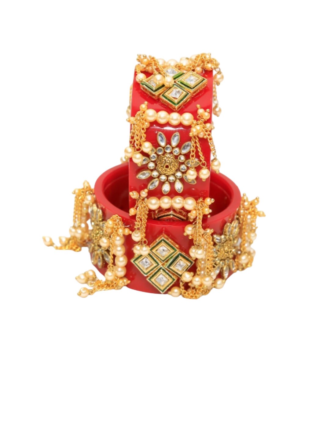 

Align Set Of 2 Gold Plated Stone Studded & Beaded Bangles