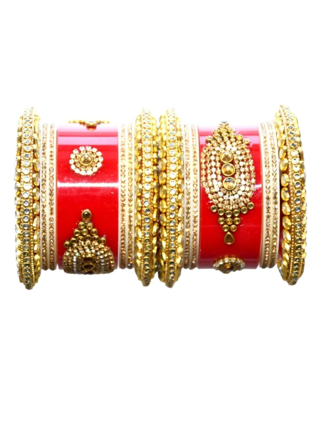 

Align Set Of 2 Gold-Plated AD Stone Studded & Beaded Chuda Bangles