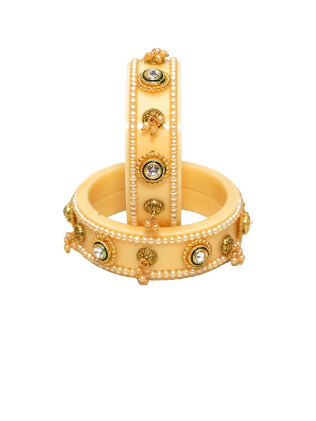 

Align Set Of 2 Gold Plated Stone Studded & Beaded Bangles