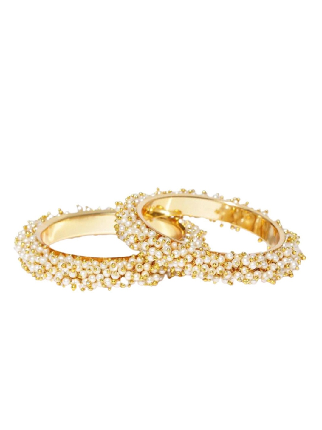 Align Pack Of 2 Gold-Plated Pearls Beaded Bangles