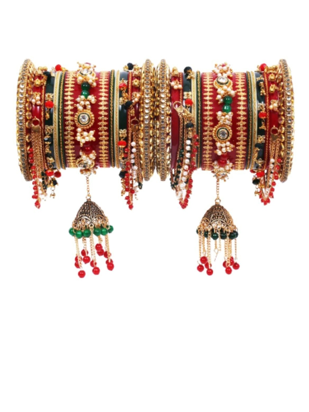 Align Set Of 2 Gold-Plated Pearl Beaded Chuda Bangles