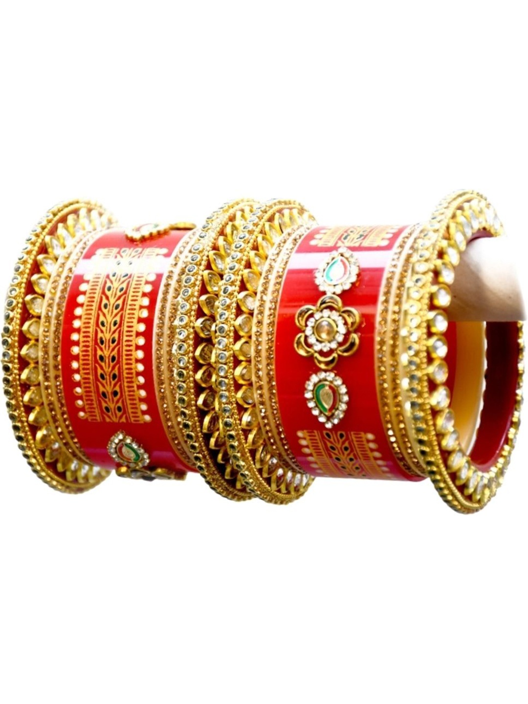 

Align Set Of 2 Gold-Plated AD Stone Studded & Beaded Chuda Bangles