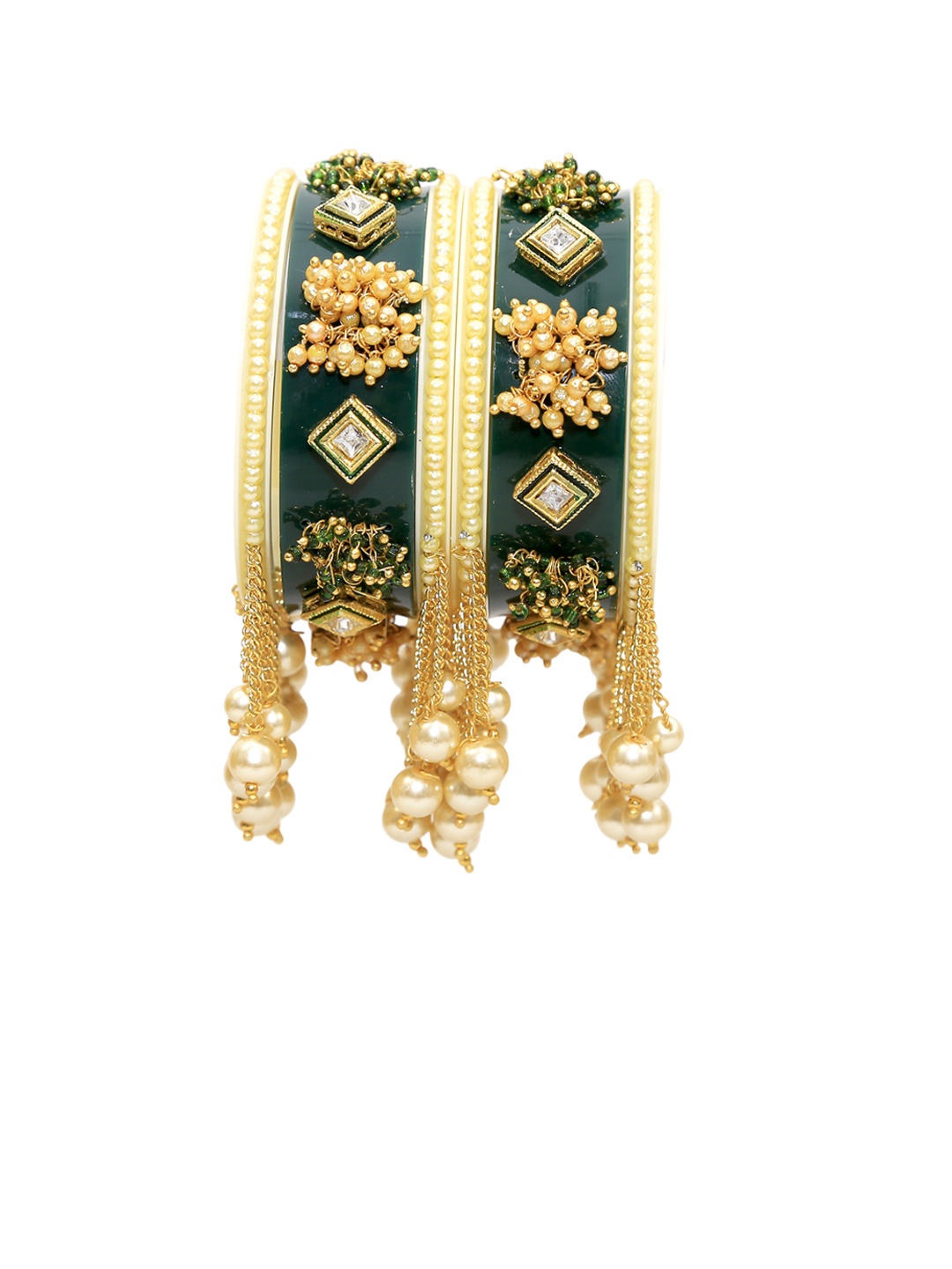 Align Set Of 2 Gold Plated Pearls Bangles