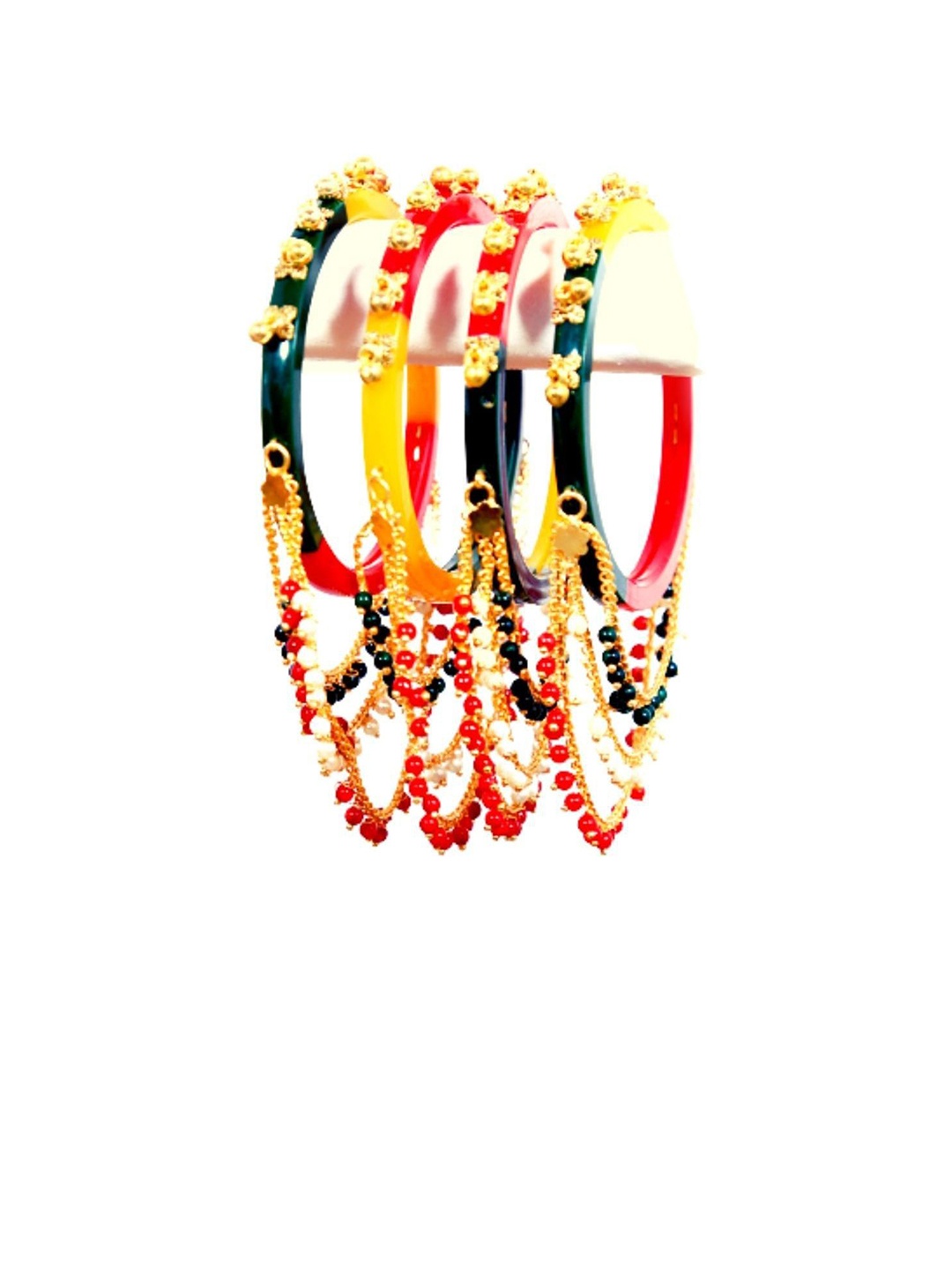 Align Set Of 4 Gold-Plated Beaded Chuda Bangles