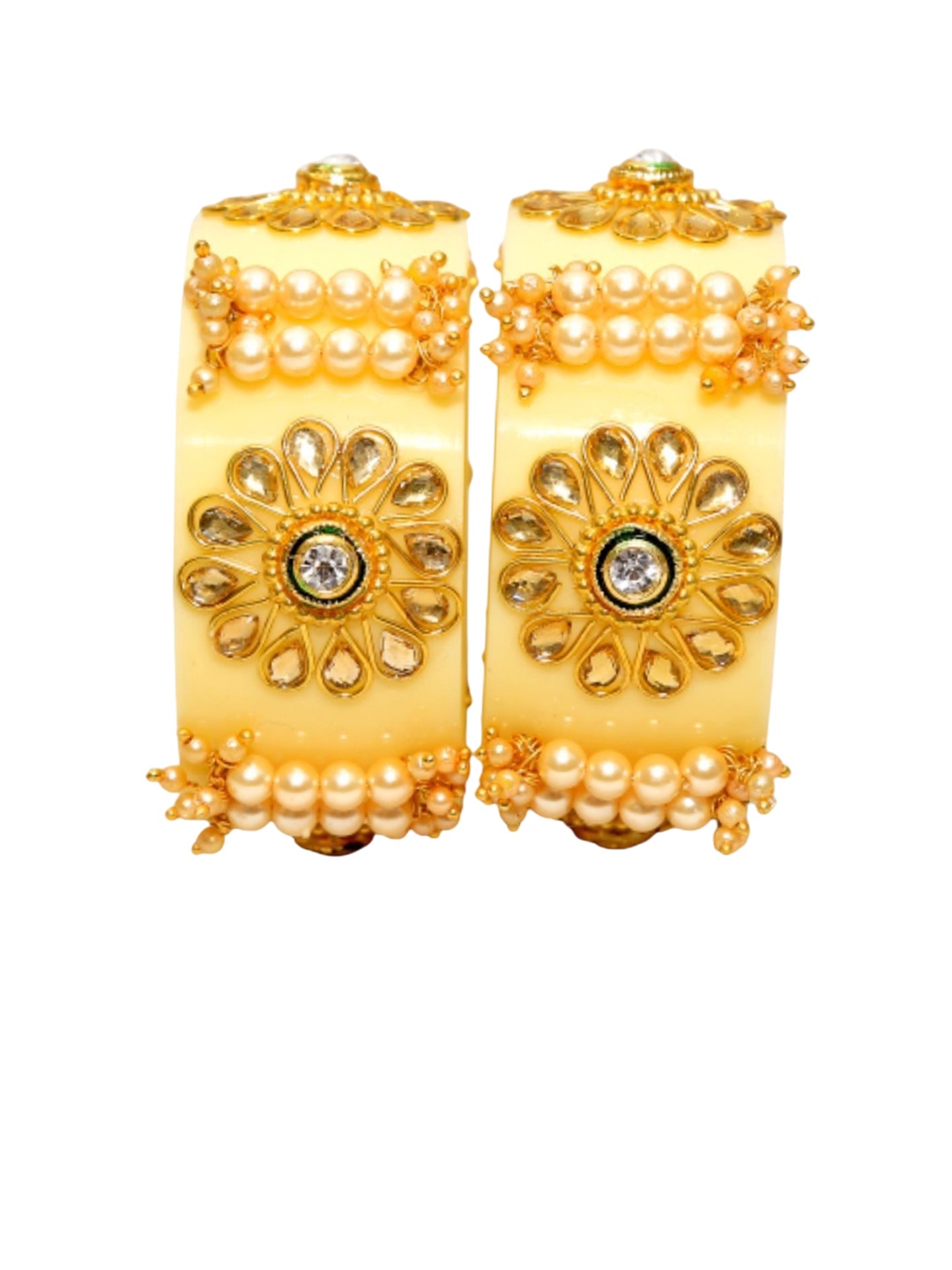 

Align Set Of 2 Gold-Plated Stone-Studded & Beaded Bangles