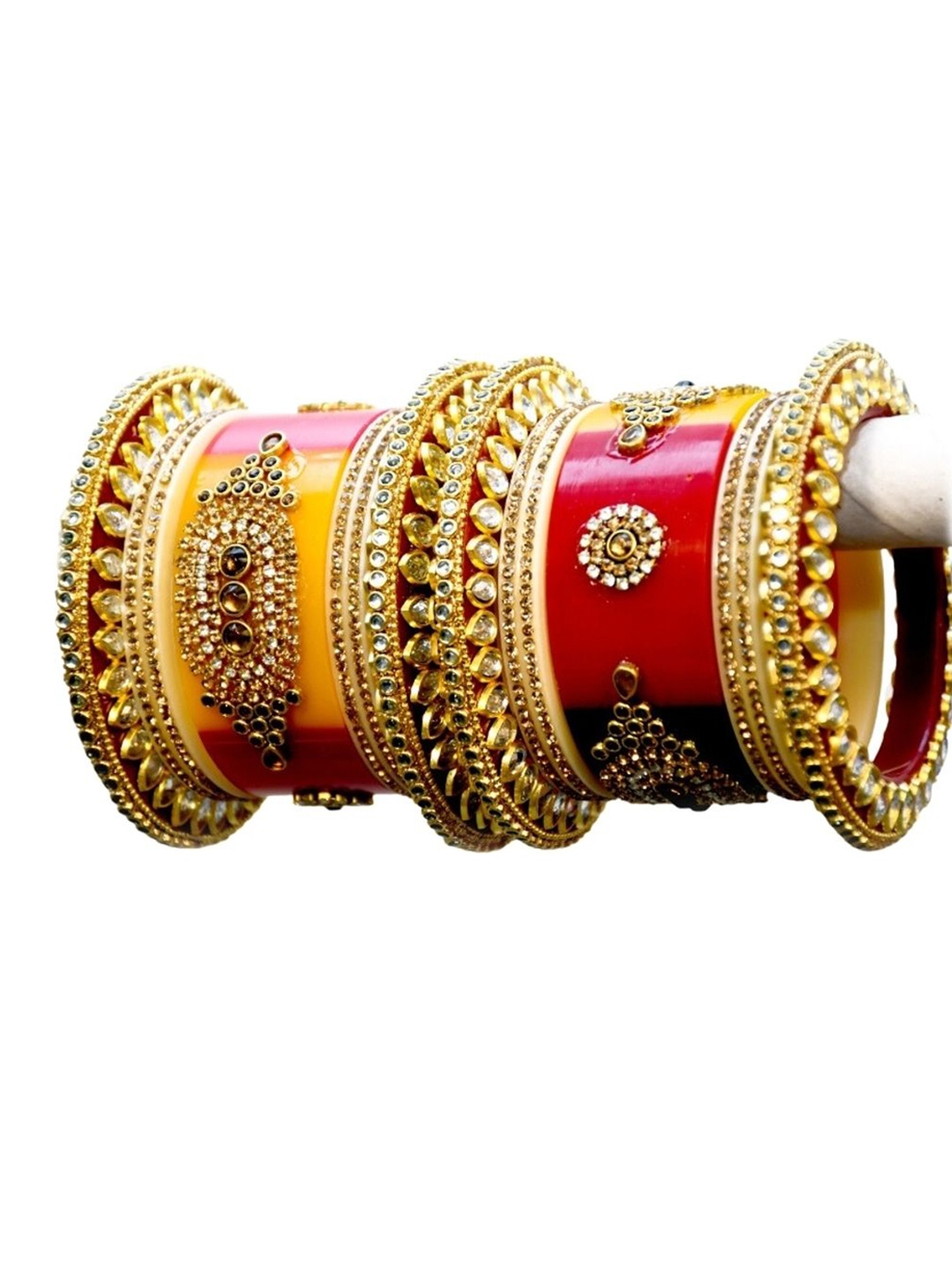 

Align Set Of 2 Gold-Plated American Diamond Stone-Studded Chudas Bangles