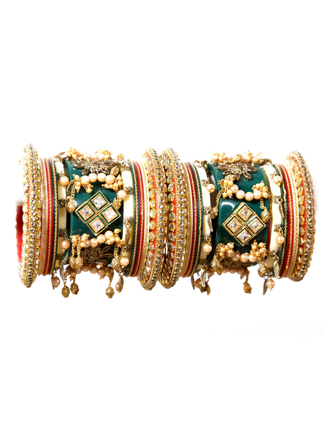 

Align Set Of 2 Gold-Plated Pearls Beaded Chuda Bangles