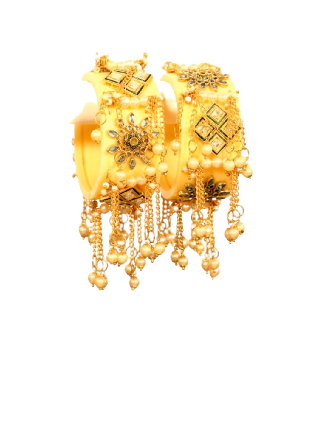 

Align Set Of 2 Gold Plated Artificial Stones and Beads Studded & Beaded Bangles