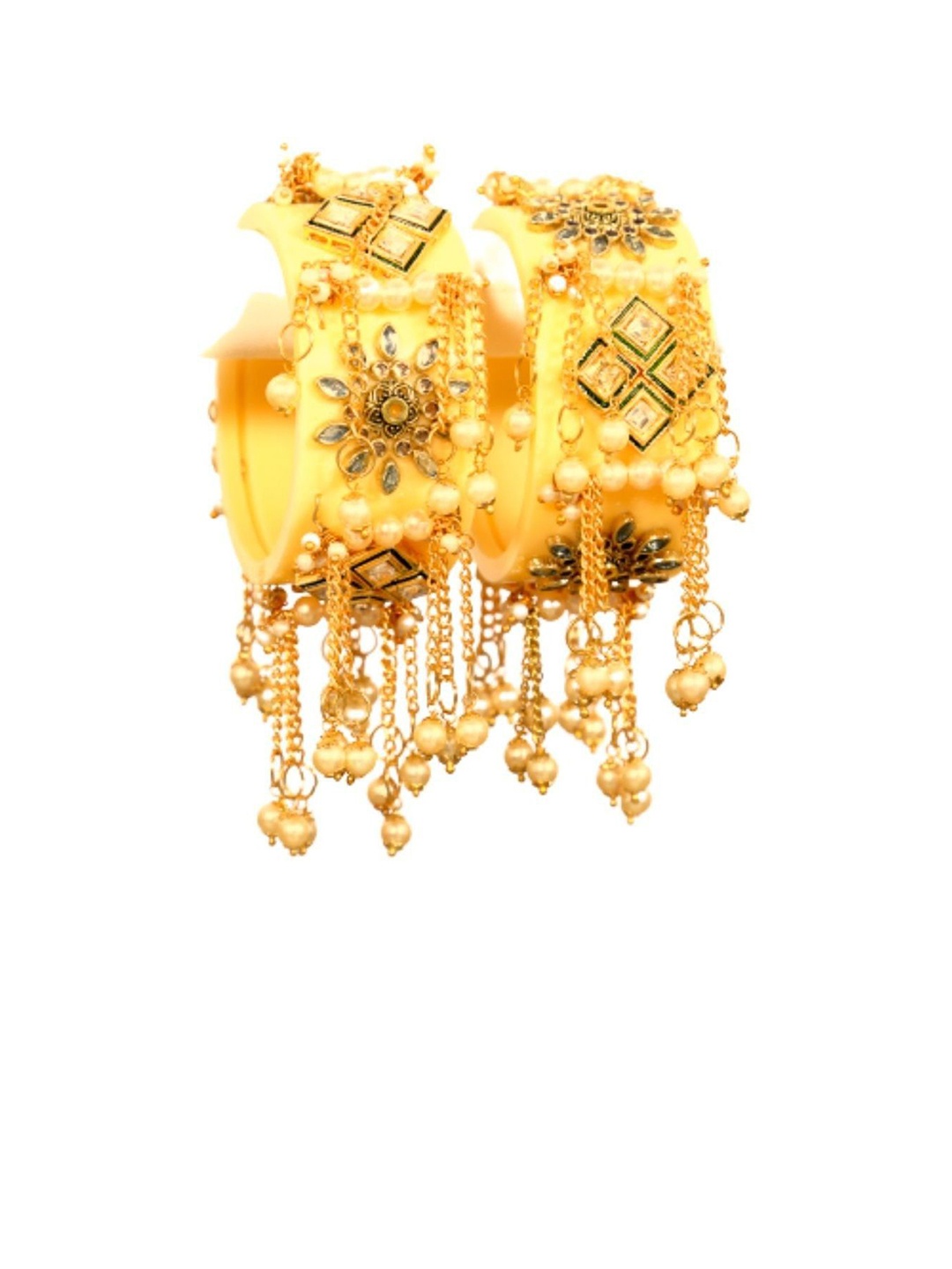 

Align Set Of 2 Gold Plated Artificial Stones and Beads Chuda Bangles