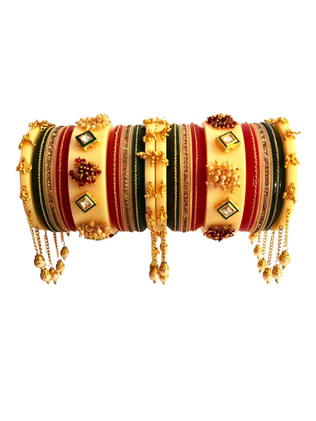 

Align Set Of 2 Gold-Plated Pearls Beaded Chuda Bangles