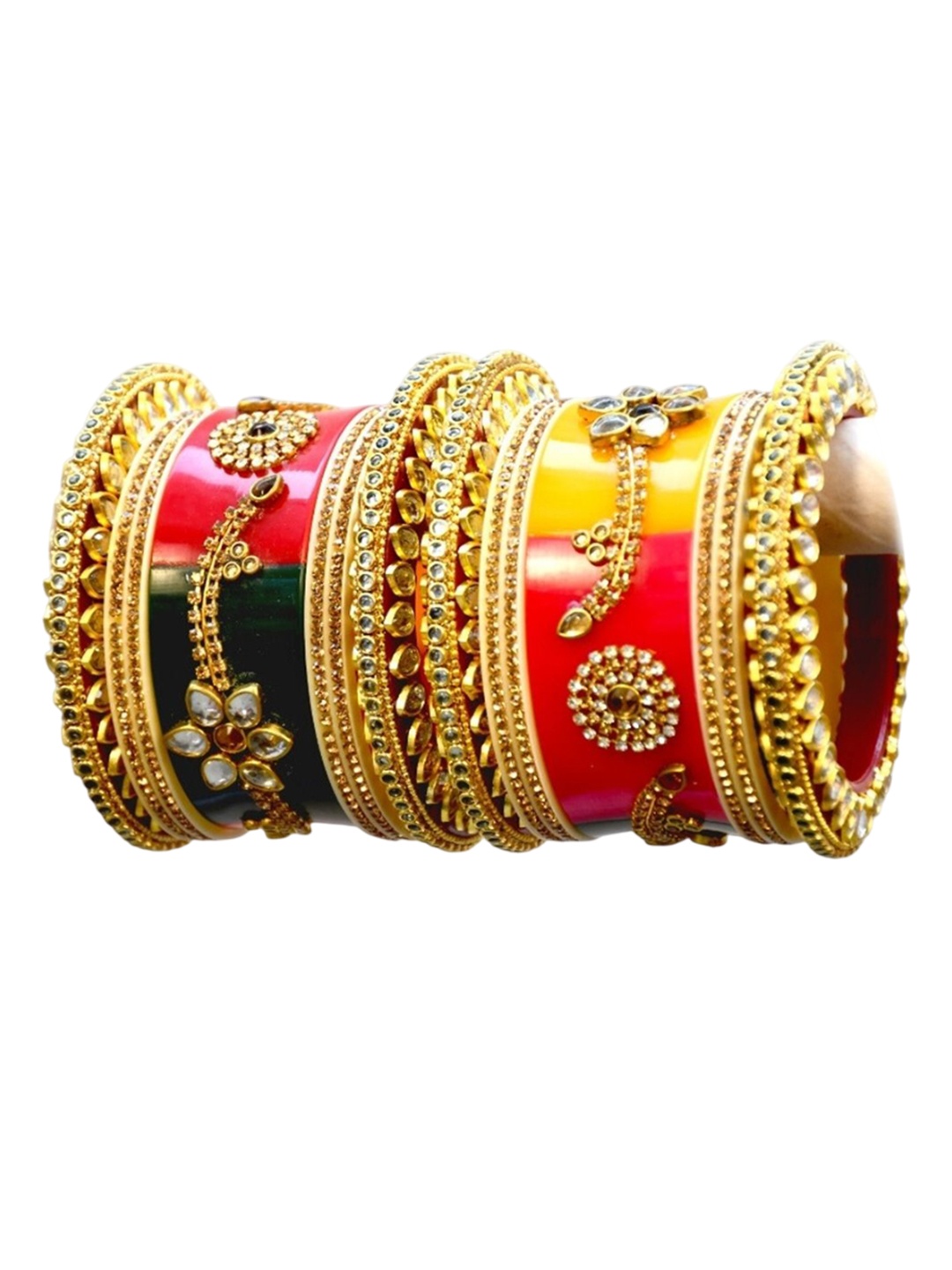 

Align Set Of 2 Gold-Plated American Diamond-Studded Chuda Bangles