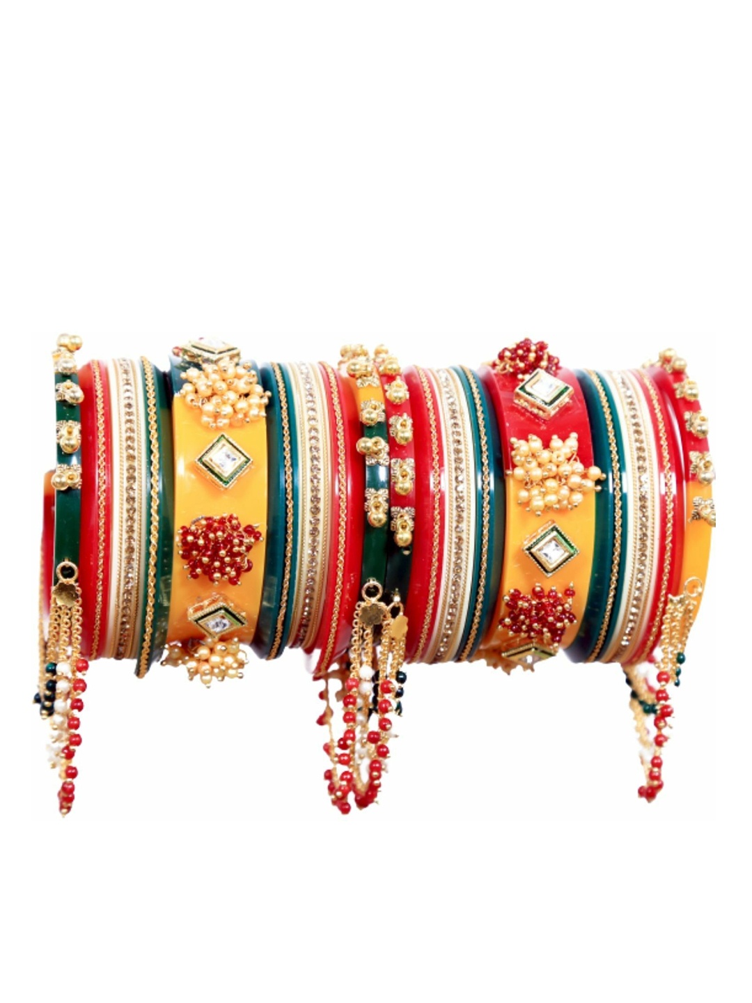 

Align Set Of 2 Gold-Plated Pearls Beaded Chuda Bangles