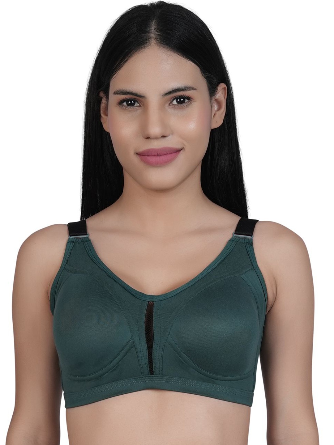Eve's Beauty Full Coverage Lightly Padded Workout Bra, Olive