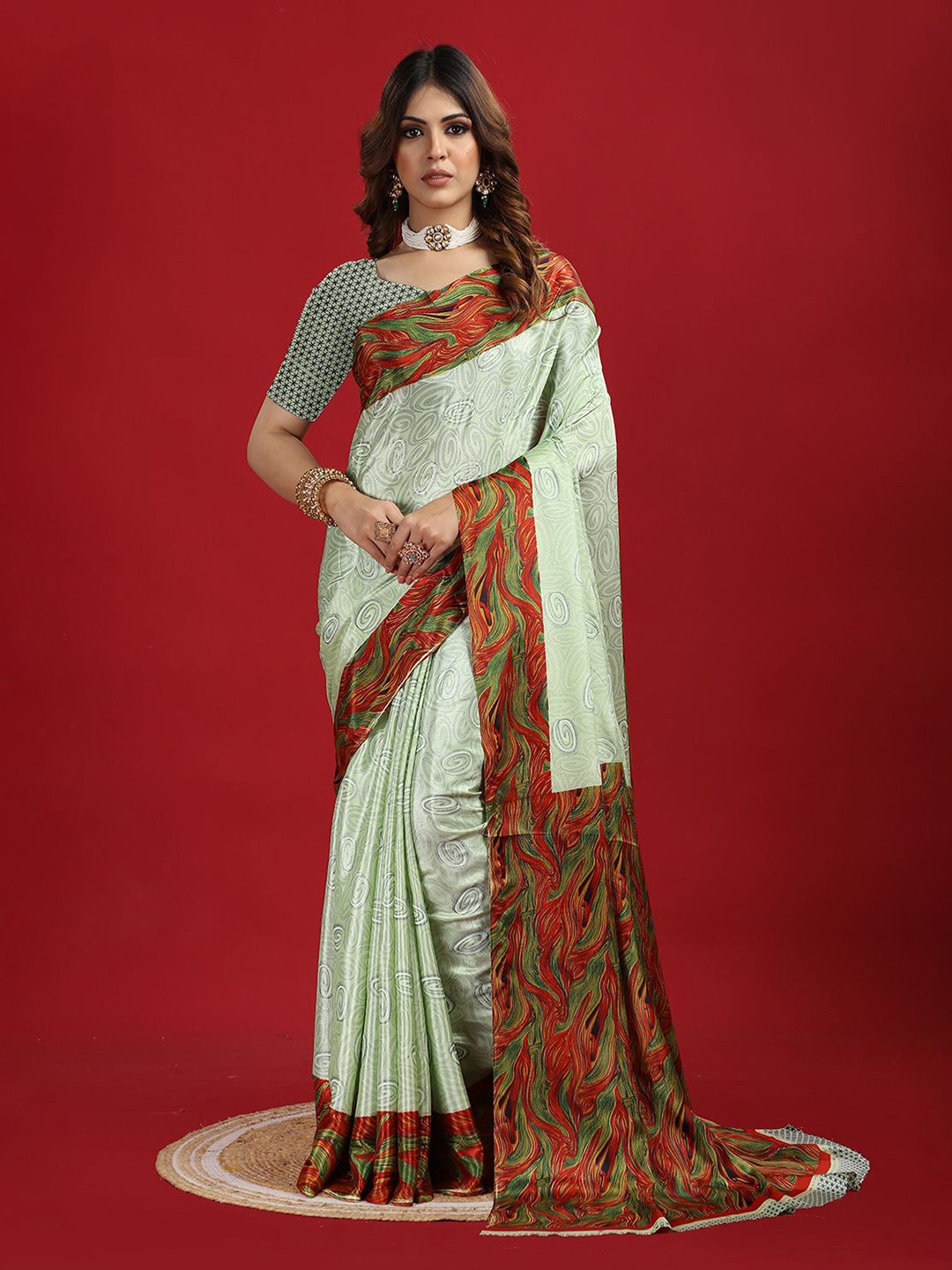 

NIRMAL CREATION Pure Crepe Saree, Beige