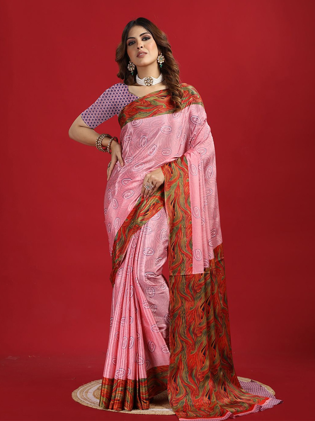 

NIRMAL CREATION Pure Crepe Saree, Pink