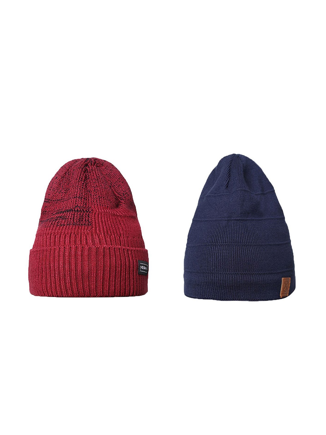 

LOOM LEGACY Pack Of 2 Men Printed Beanie, Red