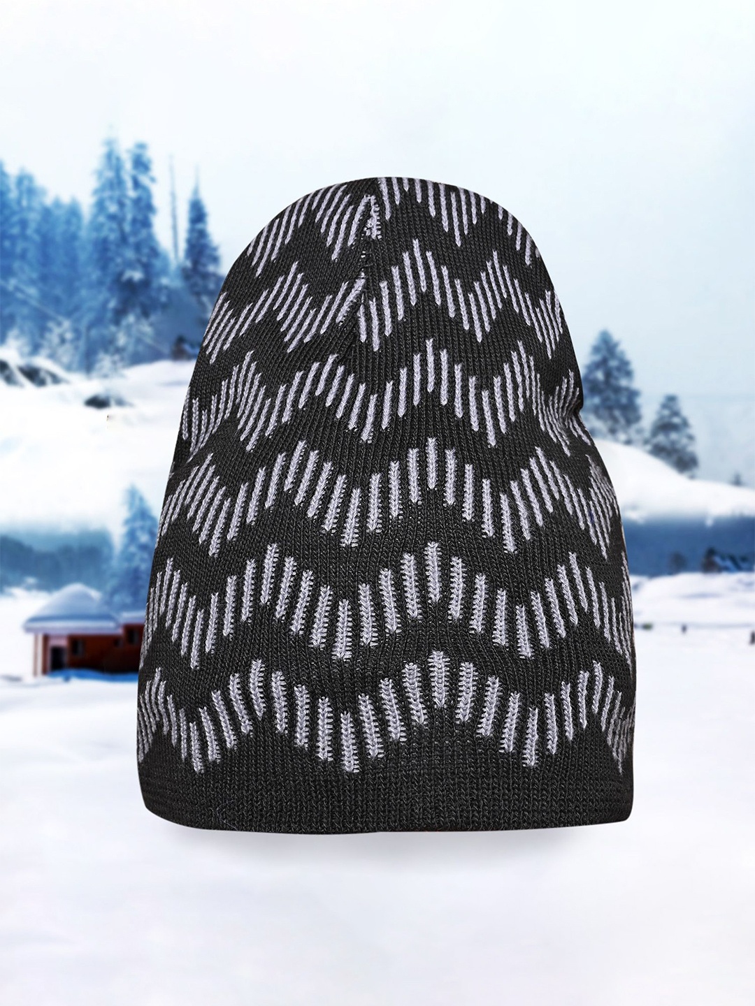

LOOM LEGACY Men Pack of 2 Printed Beanie, Grey melange