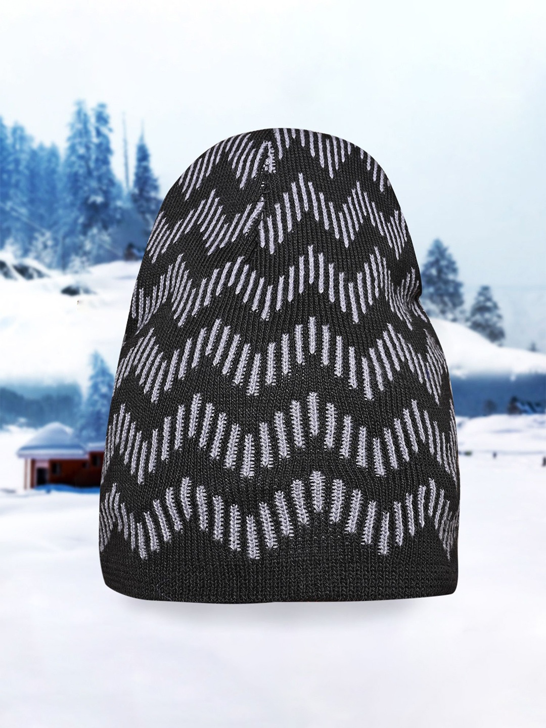 

LOOM LEGACY Men Printed Beanie, Black