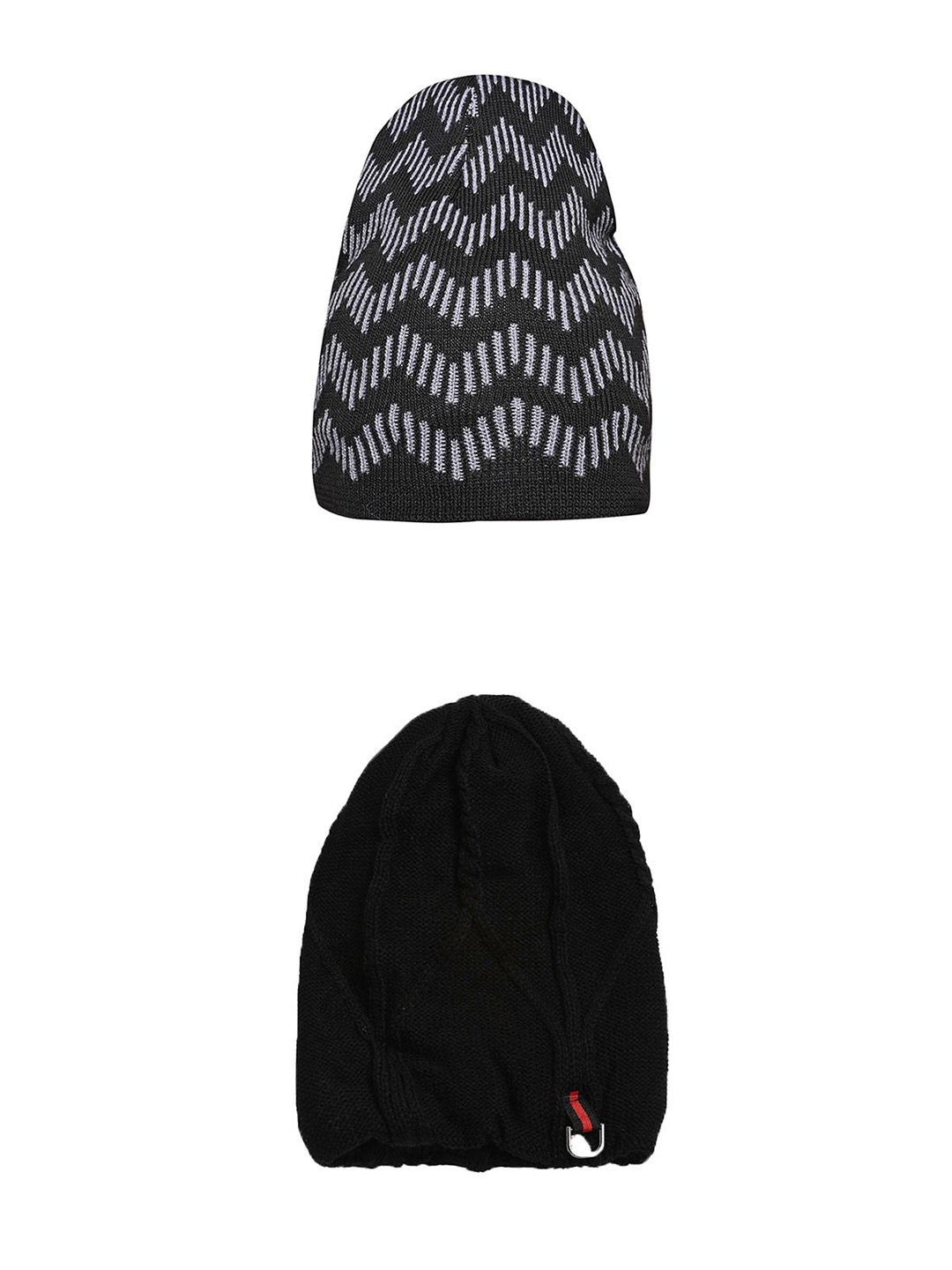

LOOM LEGACY Men Pack Of 2 Printed Beanie, Black