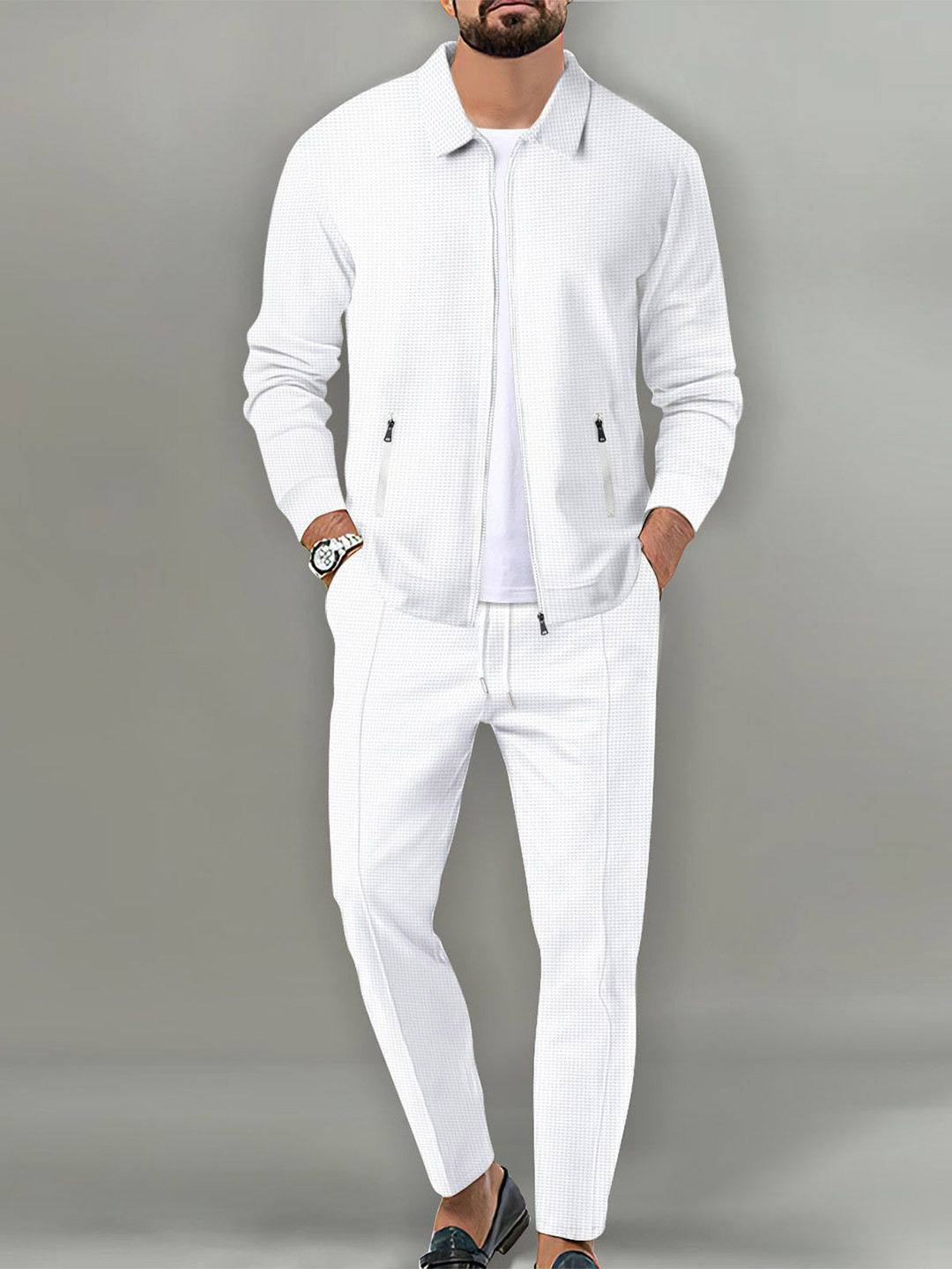 

StyleCast x Revolte Shirt Collar Long Sleeves Shirt With Trouser, White