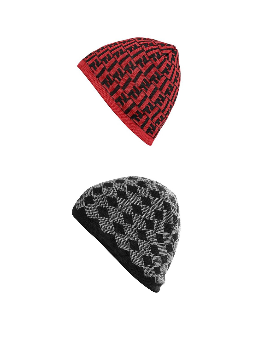 

LOOM LEGACY Men Pack of 2 Printed Beanie, Black