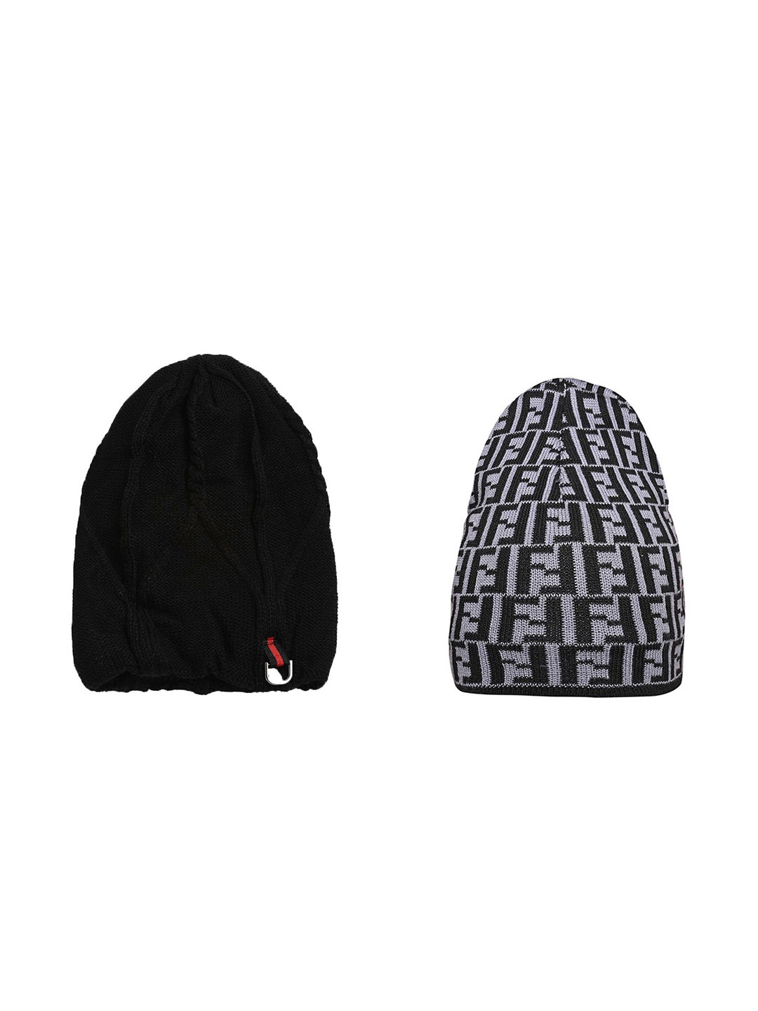 

LOOM LEGACY Men Pack of 2 Printed Beanie, Black