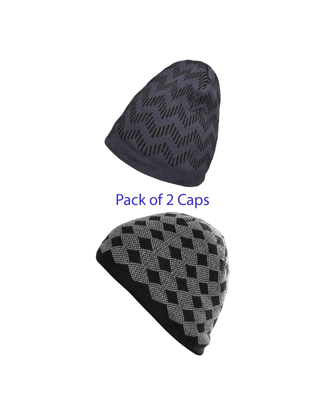 

LOOM LEGACY Men Pack of 2 Printed Beanie, Black