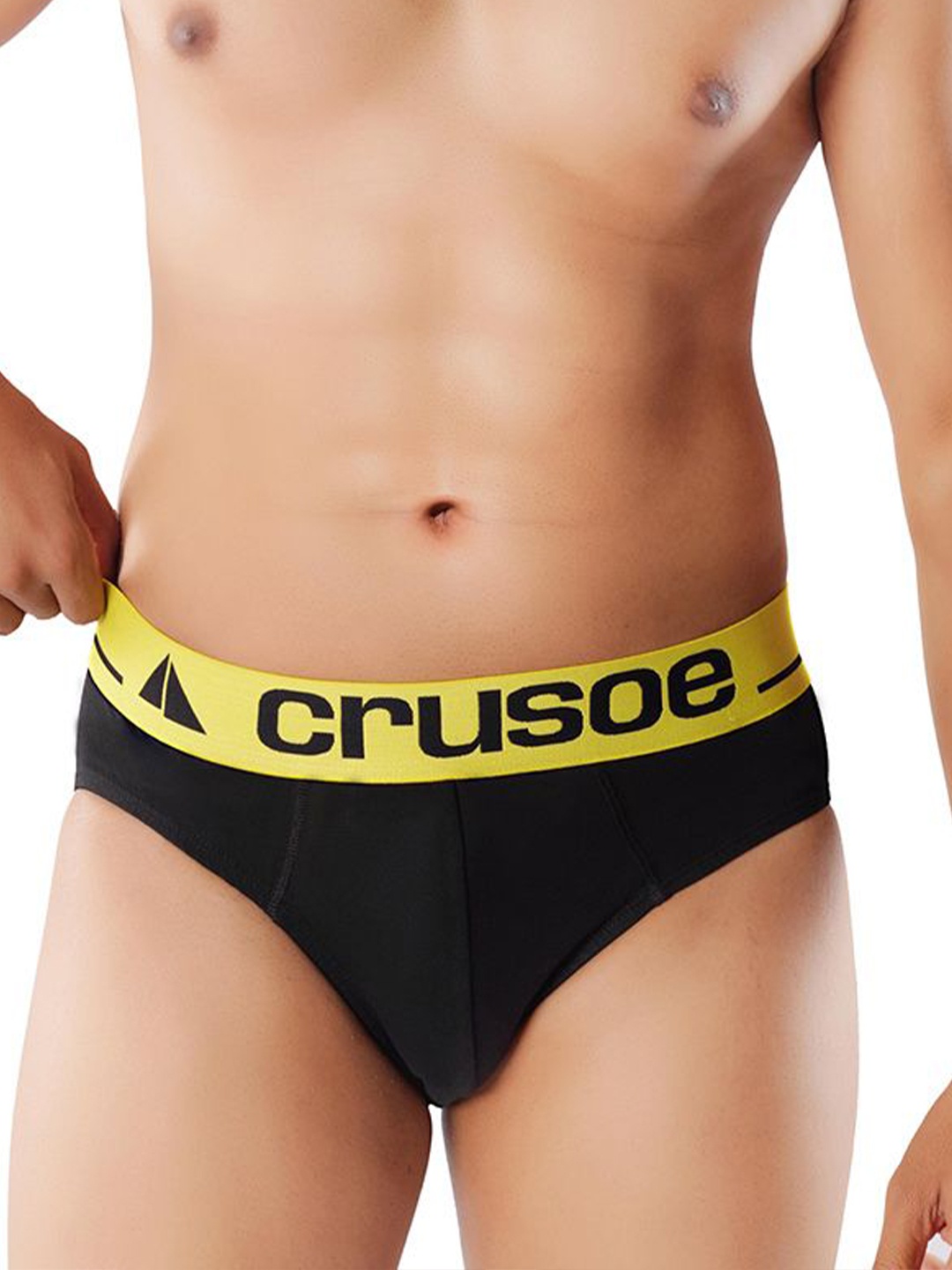 

Crusoe Pack Of 2 Men Mid-Rise Combed Cotton Antimicrobial Basic Briefs CRU-1026-243, Black