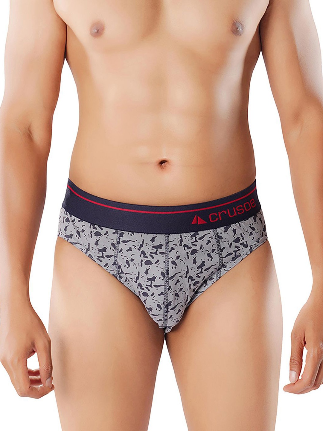 

Crusoe Men Pack Of 2 Combed Cotton Printed Mid-Rise Antimicrobial Briefs CRU-1015-100, Grey